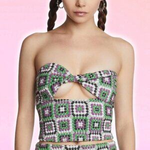 NWT NGOrder Pacsun Jacquard Multi Dot Crop Top Sz 2